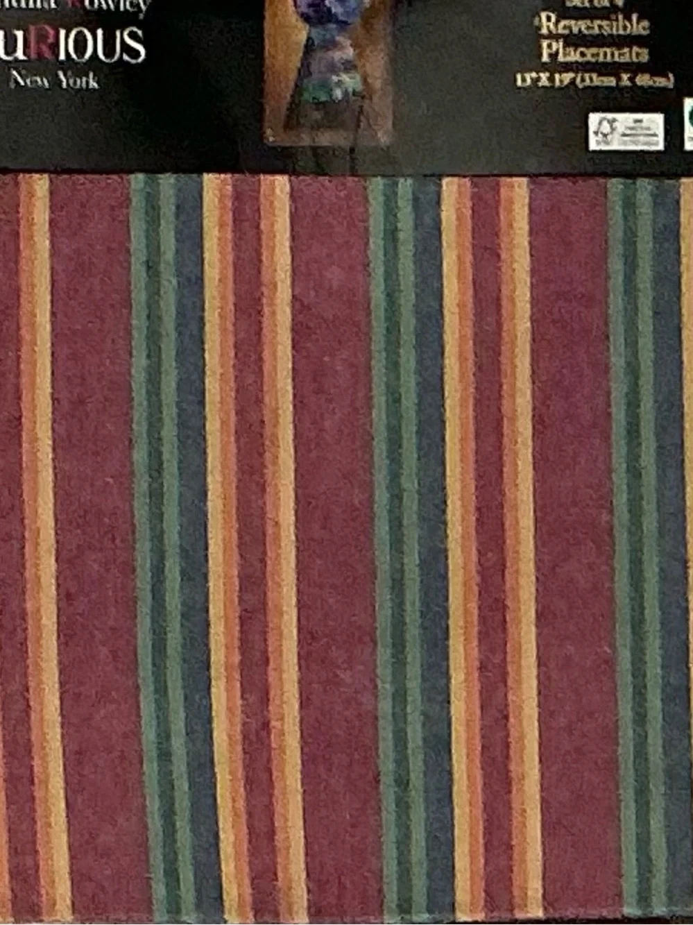Cynthia Rowley Reversible Sugar Skull Pumpkins & Fall Stripes Placemat Set